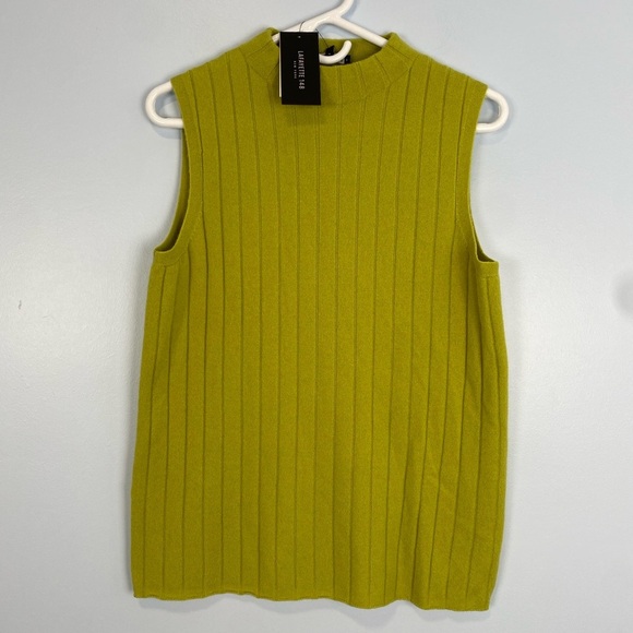 Lafayette 148 NY 100% Cashmere Sleeveless Vest Sweater Large L Preppy Layering - Picture 1 of 7